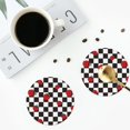 thumbnail image 4 of Zufioo Ladybugs Of Black And White Checkers Print Leather Coaster Set, Decorative PVC Coasters 4-pack - Scald and Stain-resistant, Suitable for Home, Cafes, Restaurants-Round Shape, 4 of 6