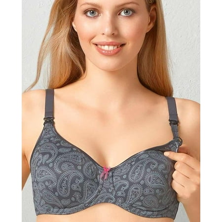

ANITA Anthracite Maternity Paisley Underwire Nursing Bra US 34C UK 34C NWOT