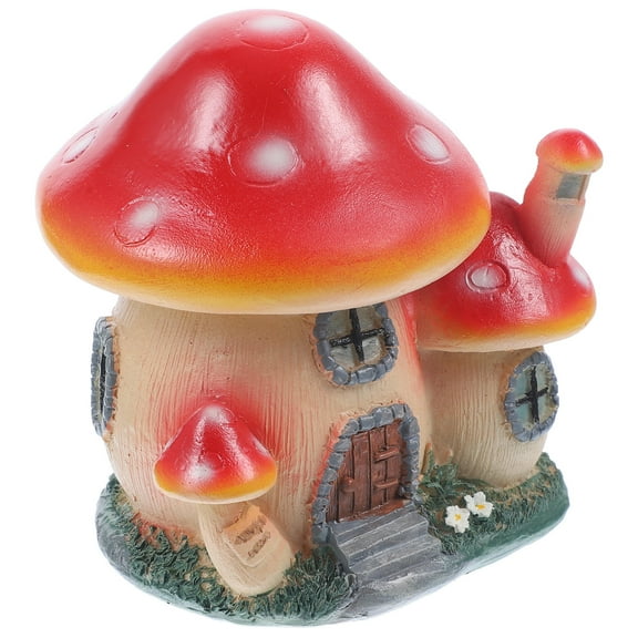 HEMOTON  Fairy Mushroom House Figurines Decoration Garden Lawn Scene