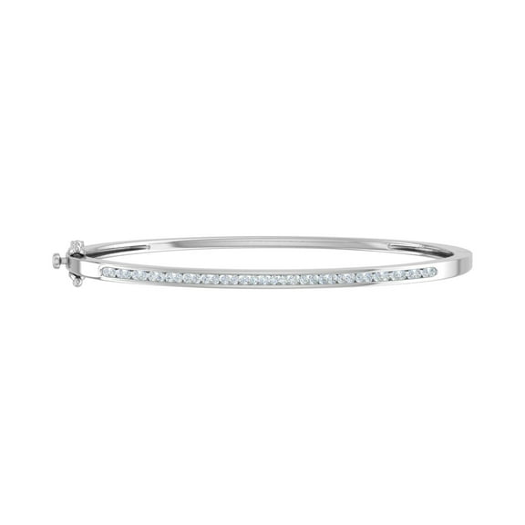 1/2 Carat Diamond Bangle Bracelet in 10K White Gold - IGI Certified (7 Inch)