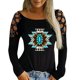 thumbnail image 4 of Tops con hombros descubiertos para mujer, blusa estampada retro con cuello redondo, camisa tipo túnica de manga larga, camisetas informales sueltas Fridja  hkj1756, 4 of 7