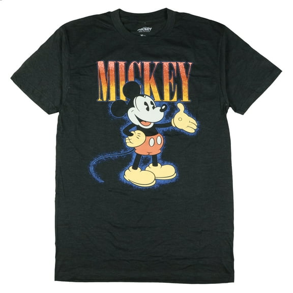 Disney Mickey Mouse T-Shirt Men's Outstretched Hand Glow-Out Effect Adult Big and Tall Short Sleeve Tee