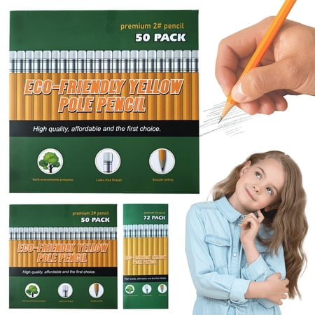 50/72 Pack Classroom Must Haves #2 Pencils – Pre-Sharpened Wood Cased Pencils with Eraser Tops for Writing Drawing Sketching Bulk Classroom Supplies Teacher Must Haves Office Supplies(50pcs)