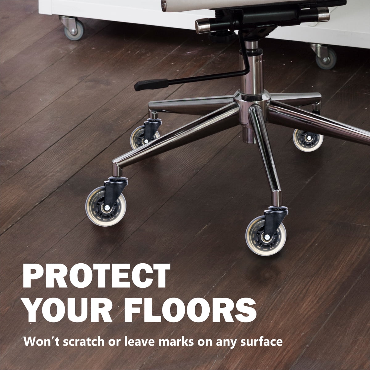 POWERTEC Office Chair Casters Set of 5 | 3" Heavy Duty & Non Marring Wheels Safe for All Floors Including Hardwood (17101)