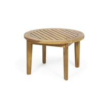 GDF Studio Dean Outdoor Acacia Wood Circular Coffee Table, Teak