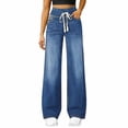 thumbnail image 3 of Women's Pull On High Waisted Wide Leg Jeans Stretchy Baggy Denim Trousers, 3 of 6