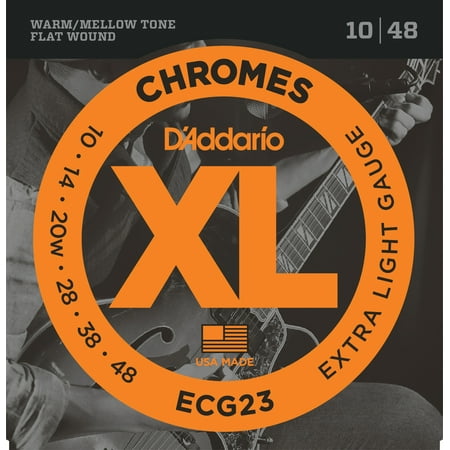 D'Addario ECG23 Chromes Flat Wound Electric Guitar Strings, Extra Light,