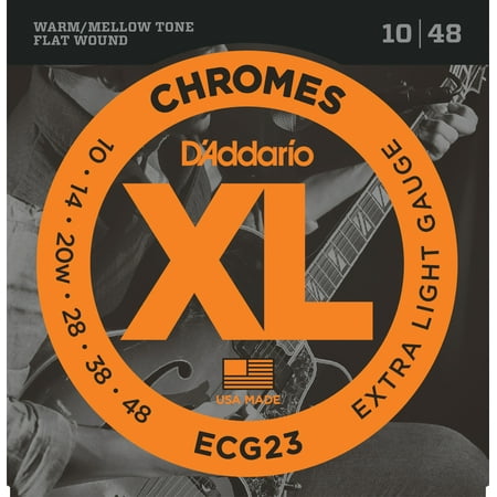 Daddario Ej15 Extra Light - D'Addario ECG23 Chromes Flat Wound Electric Guitar Strings, Extra Light, 10-48