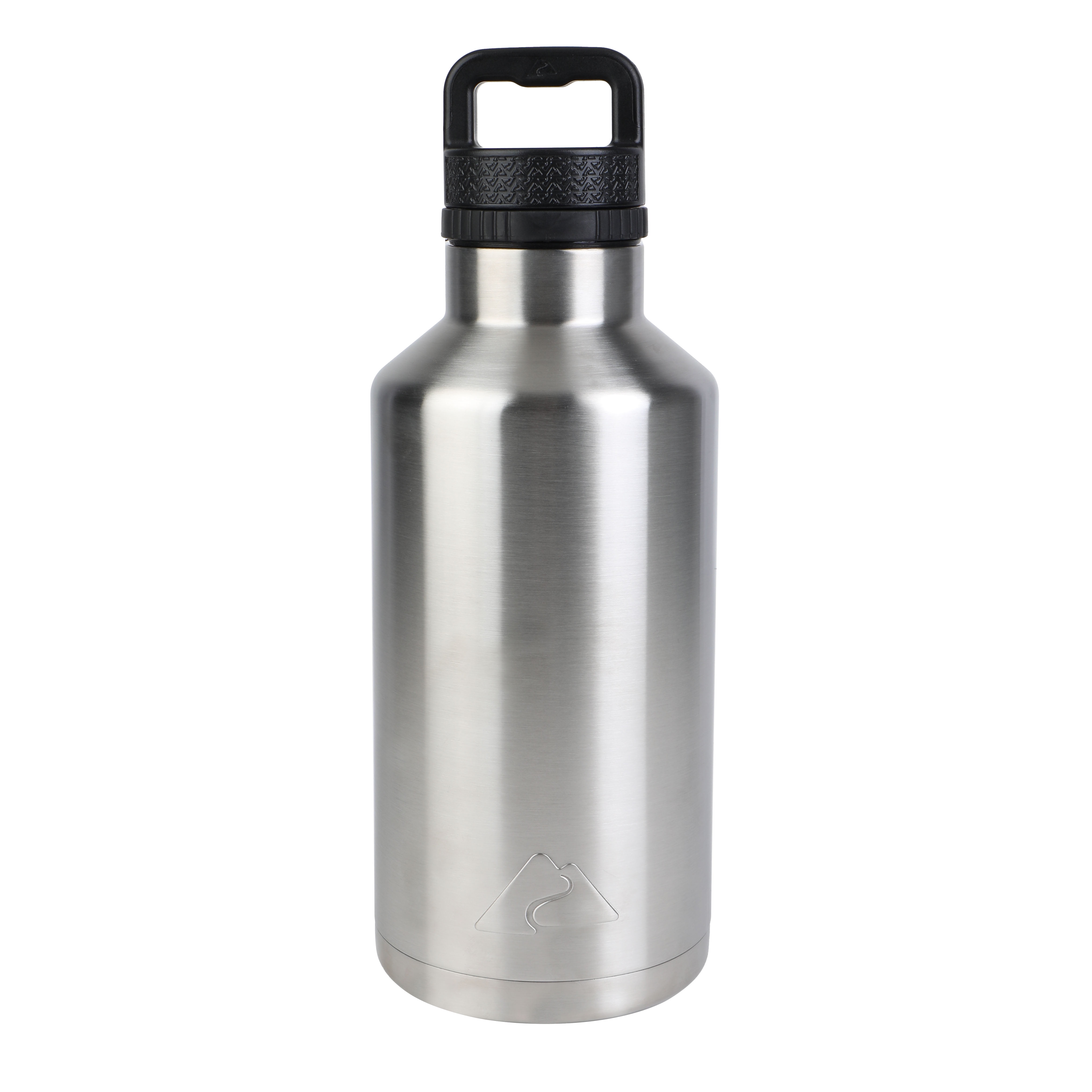 Ozark Trail 64 oz Chug Lid, Double-Wall Vacuum Insulated Stainless Steel Water Bottle, Silver, Keeps Drinks Hot & Cold