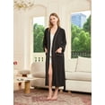 thumbnail image 4 of U2SKIIN Womens Robe 100% Cotton, Lightweight Spa Bathrobe Soft Kimono Long Loungewear,(Black,S), 4 of 5