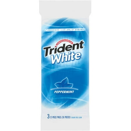 Trident White Sugar-Free Peppermint Flavor Gum, 12 Pieces, 3 Count