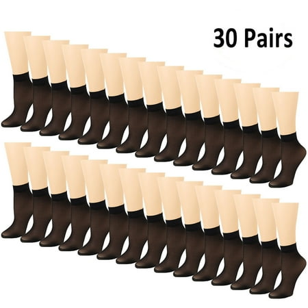 Falari Women s Durable Nylon Ankle High Socks Black (30 Pack)