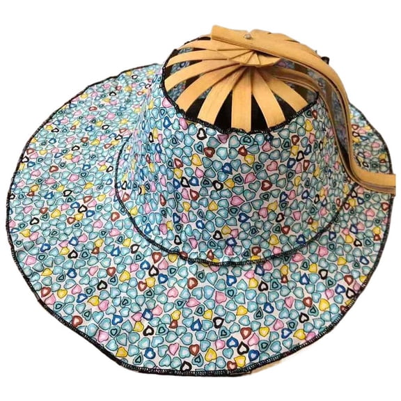 Bamboo Fan Hat Folding Portable Beach Hat Sun Protection Hat Girls Summer I2R4