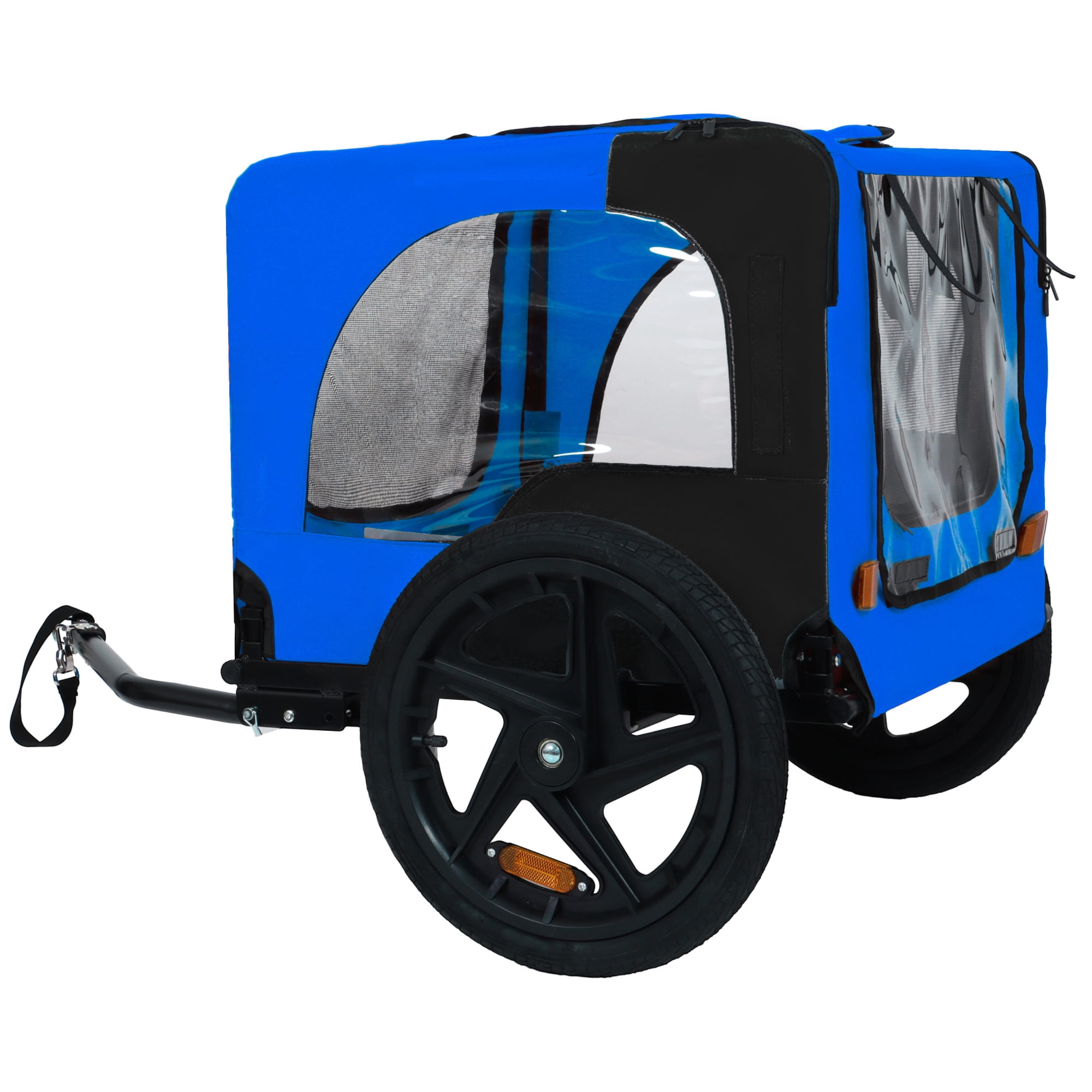 Leumius Pet Bike Trailer Dog Cart for Bicycle, Easy Folding Cart Frame, Quick Release Wheel, Non-Slip Floor, Internal Leash for Small and Medium Pets Blue