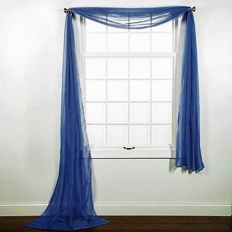 1 PC SOLID NAVY BLUE SCARF VALANCE SOFT SHEER VOILE WINDOW PANEL ...