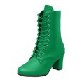 thumbnail image 3 of Women's Combat Ankle Boots High Chunky Heel Lace up Booties Round Toe Party Dress Booties Shoes for Women, 3 of 9