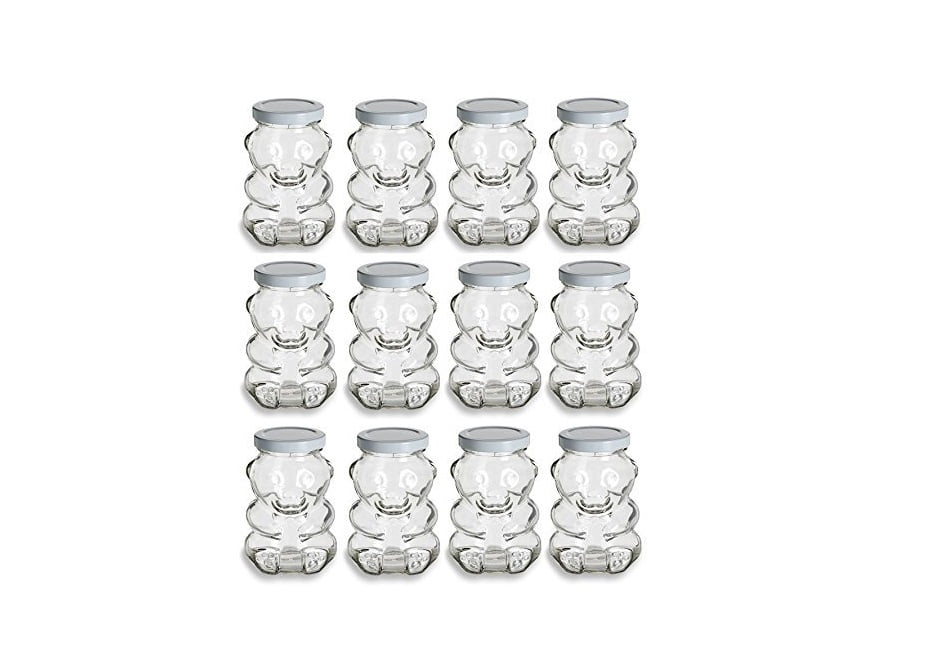 9 Ounce, Glass Bear Jar For Honey, Jam, Favors Case of 12 (With