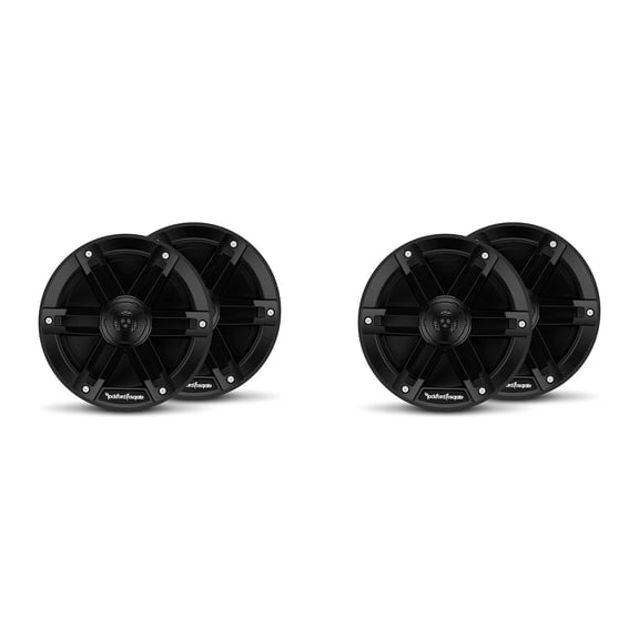 Rockford Fosgate M0-65B 6.5" Marine Speakers (4 Pack) Black– 2-Way Coaxial Boat Speakers Pontoon & Center Console Audio Upgrade