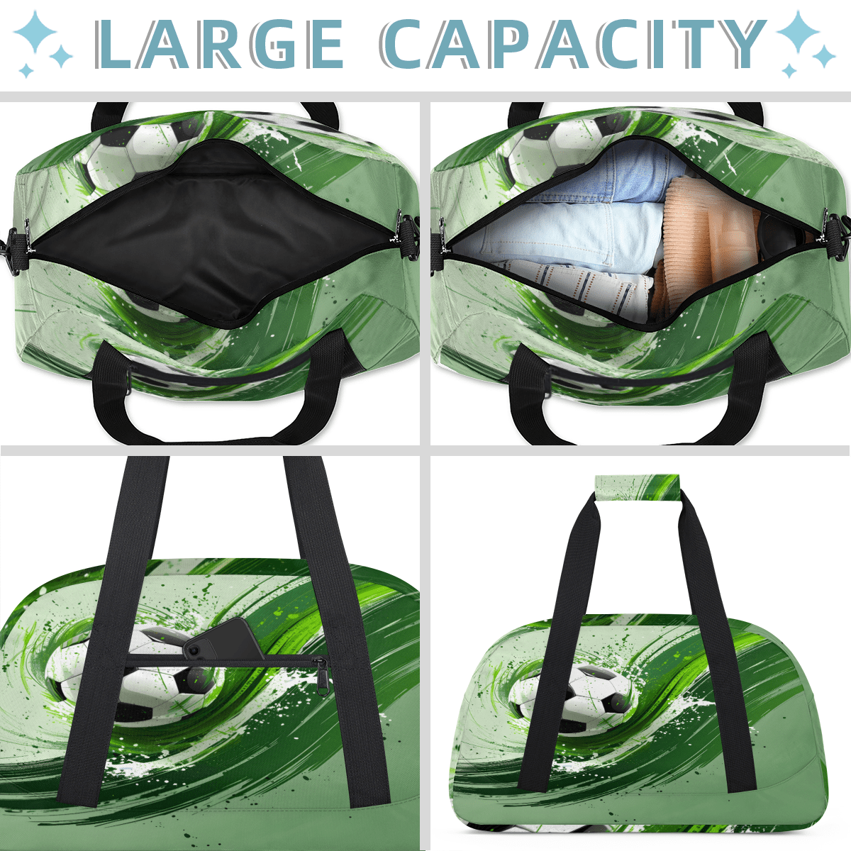 Herdesigns Soccer Sports Duffle Bag for Women & Men, Football Gym Bag Dance Bag Overnight Bag Carry On Weekender Travel Bag