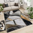 thumbnail image 2 of Black and White Marble Bedroom Rug, Gilded Geometric Lines Abstract Living Room Carpet, Non-Slip Rug Easy to Clean Fine Fluff Apply to Study Room Children's Room 3x4ft, 2 of 6