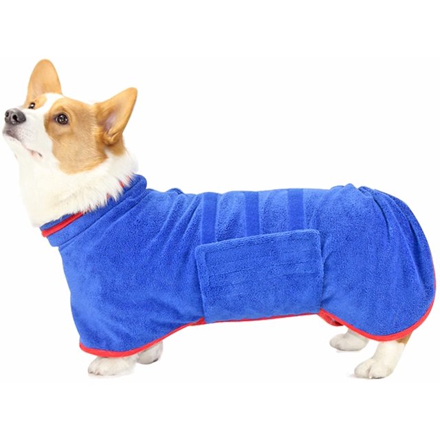 Toalla de albornoz para perros, abrigo de secado rápido, microfibra superabsorbente, bata de baño para mascotas, tamaño ajustable, toalla de gamuza para cachorros para manejar WD.WDQZL Hogar