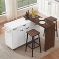thumbnail image 2 of Kitchen Island on Wheels&nbsp;with Extendable Dining Table, Trash Storage Cabinet, 3-Tier Pull-Out Spice Rack, Mobile Rolling Cart for Kitchen and Dining Room, White, 2 of 7