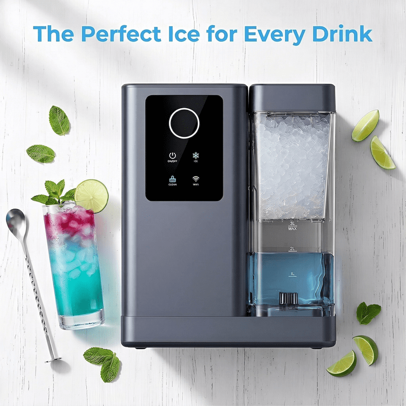 Smart Nugget Ice Maker with App & Voice Control, 40 lbs/24H Pebble Ice Machine, Self-Cleaning, 3L Water Tank, Soft Chewable Ice for Home, Kitchen, and Parties