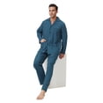 thumbnail image 3 of Apparonia Conjunto de Pijamas para Hombre de Algodón con Cuello con Muesca Pijamas para Hombre de Manga Larga Ropa de Dormir para Hombre con Bolsillos y Frente Fly Cuadros Verdes M, 3 of 7
