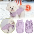 thumbnail image 3 of Pet Warm Jacket Waterproof Windproof Dog Coat, Reflective Adjustable Pet Vest Winter Clothes with D-Ring for Small to Large Dogs (Purple), 3 of 5