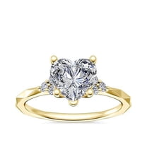 0.65 Carat Brilliant Heart Cut Real Diamond Elegant Halo Wedding Ring for Women Solid 18K Yellow Gold Size 10