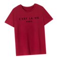 thumbnail image 2 of Camiseta para mujer con cuello redondo, ropa de mujer, camisetas de verano para ir de compras y caminar SG, 2 of 8