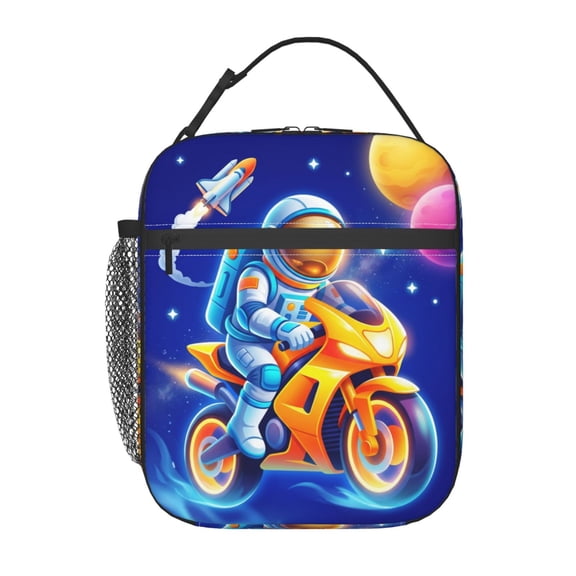 Astronaut Insulated Lunch Bag Lunch Box Cooler Bag With Front Pocket For Women Men,Reusable Lunch Tote Bag Lunchbox For Work Picnic Office