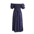 thumbnail image 7 of ZXSXSY Women Smocked Print Square Neck Puff Sleeve Side Split Hem Midi Dress, 7 of 7