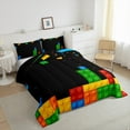 thumbnail image 3 of Manfei Kids Building Blocks Boy Full Size Comforter Sets, Funny Construction Game Bedding Comforter Set, Colorful Bricks Bedding Sets, Reversible 3-Piece, 3 of 8