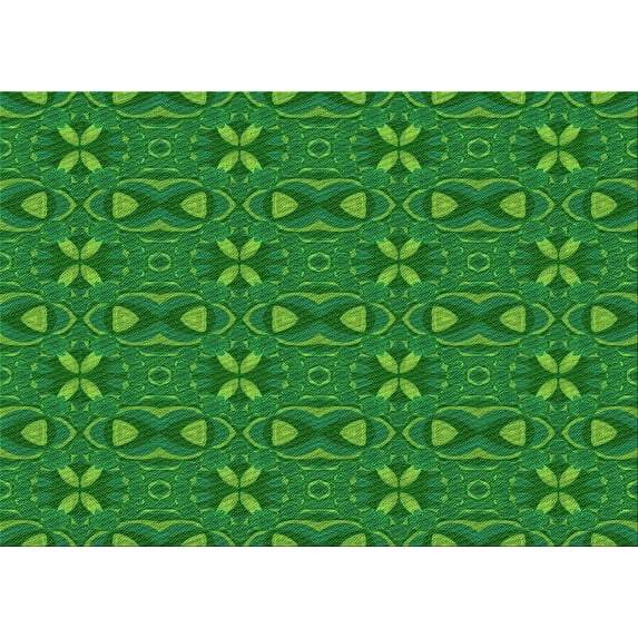 Ahgly Company Indoor Rectangle Patterned Green Area Rugs, 7' x 9'