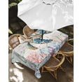 thumbnail image 3 of Sea Turtle Coastal Outdoor Tablecloth with Umbrella Hole, Summer Coral Ocean Gray Blue Wooden Waterproof Outdoor Table Cover, Patio Tablecloths for Party Picnic Camping, Rectangle 60"x102", 3 of 9