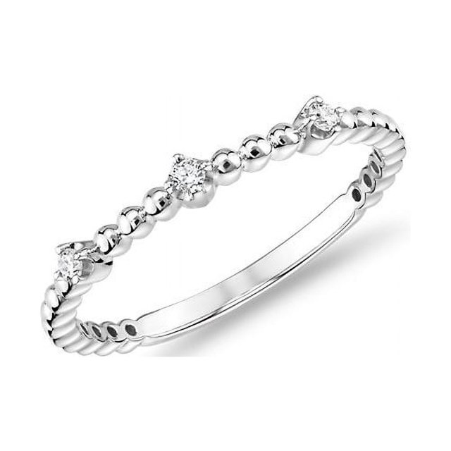 0,10 Ct P.t. Forme Ronde Diamond Naturel Dernier Design Alliance Éternité pour Femmes en Or Blanc Massif 18K Taille 8
