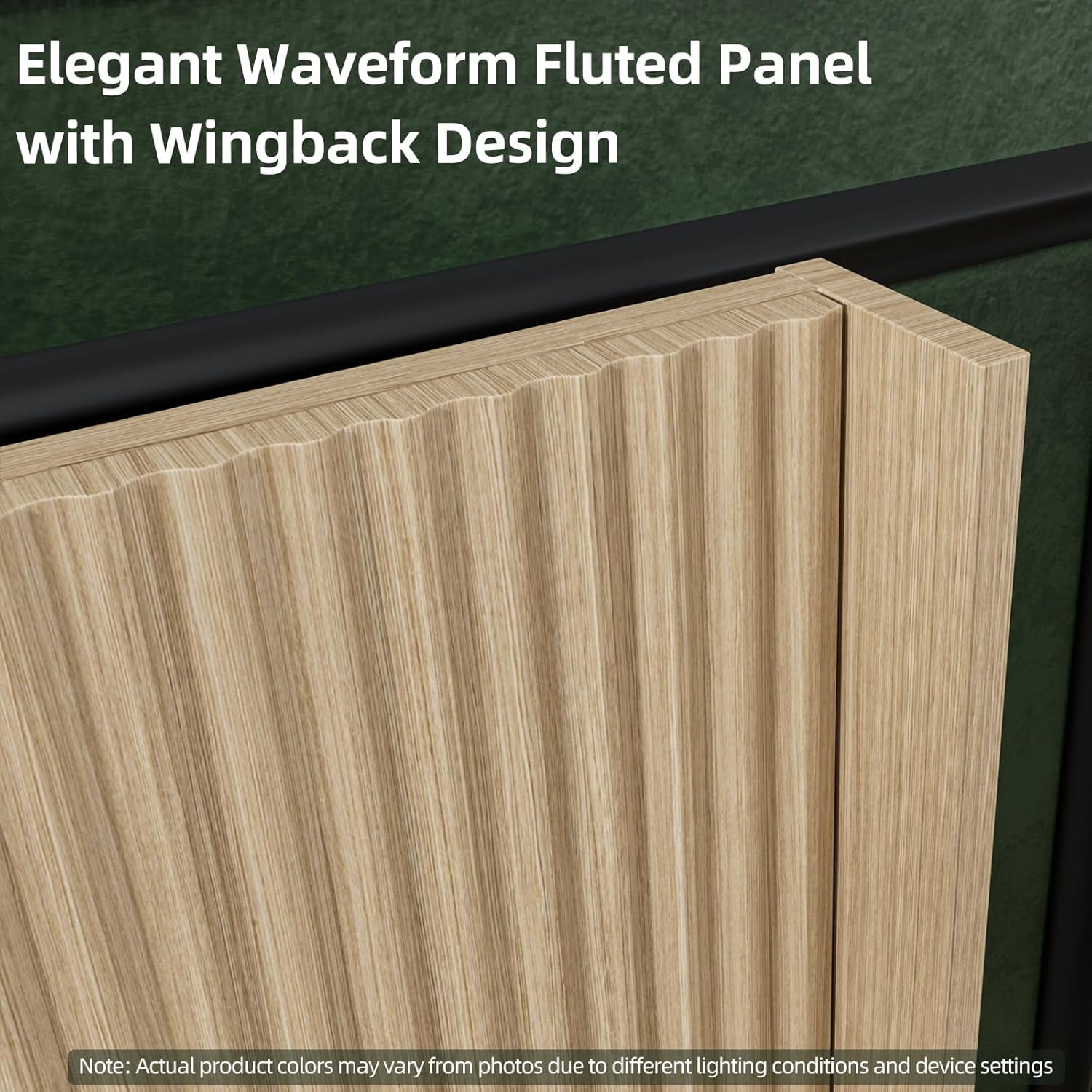 Wood Headboard Queen Size, 64.6" Wide Fluted Panel Headboard with Vertical Groove Design, Modern Farmhouse Wall Mounted, Wingback Boho Style for Bedroom, Natural Oak Finish