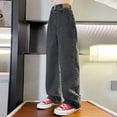 thumbnail image 5 of Sweat Pants for Girls 7-8 Girls Bow Jeans Baggy Pants Wide Leg/Flare/Skinny Denim Cute High Waisted Teen Clothes Casual Y2k Streetwear with Pockets, 5 of 8