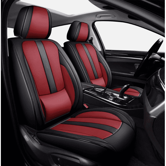 HUOEPU Car Seat Cover Full Set Leather Automotive Seat Covers for Jeep Wrangler JK JL 2007-2023 Red Black Waterproof Car Seat Protectors 5 Seats