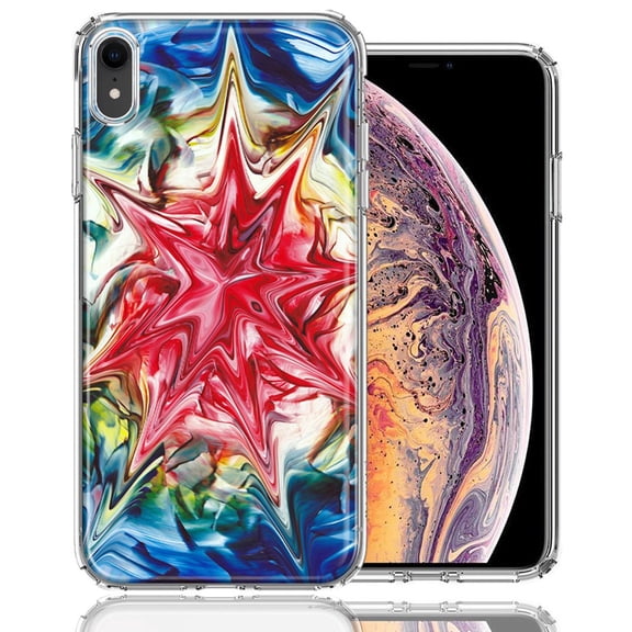 MUNDAZE For Apple iPhone XR Tie Dye Abstract Design Double Layer Phone Case Cover