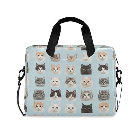 FORMRS 16" Laptop Bag Carrying Sleeve Case with Handle Travel Shoulder Briefcase, Cute Cat Faces