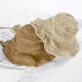 thumbnail image 3 of Lomubue Women Foldable Crochet Knit Straw Hat Large Brim Sun Protection Sunhat Beach Cap, 3 of 10