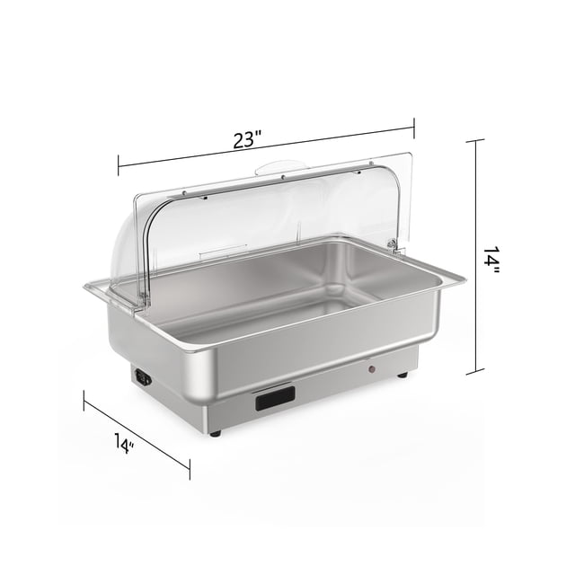 Cherish Ensemble de Plats Électriques Anti-Frottement, Réchauffe-Buffet Pleine Grandeur en Acier Inoxydable avec Température Réglable et Couvercle à Rabat pour Traiteur, Fêtes, Mariages