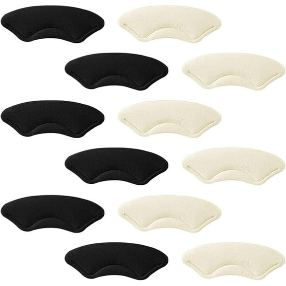 Nvzi-a 6pcs Heel Sticker Half Size Pad Leather Heel Grips High Heel Inserts Heel Pads Heel Inserts for Women Comfortable Women's Imitation Leather Sponge Double-Sided Adhesive Handle（Black White）