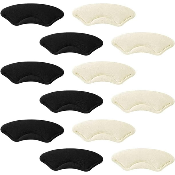 Zhuge 6 piezas de pegatinas para talón, almohadillas de tamaño medio, agarraderas de cuero para talón alto, cómodas, de piel sintética, con esponja y mango adhesivo de doble cara (negro y blanco)