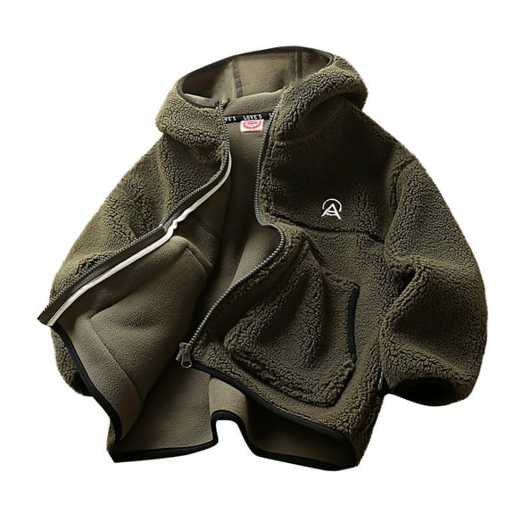 CHEEREAM Kid Boys Teddy Fleece Jacket Cold-Weather Casual Outdoor Full Zip Jacket with Pockets for 5-13 Years
