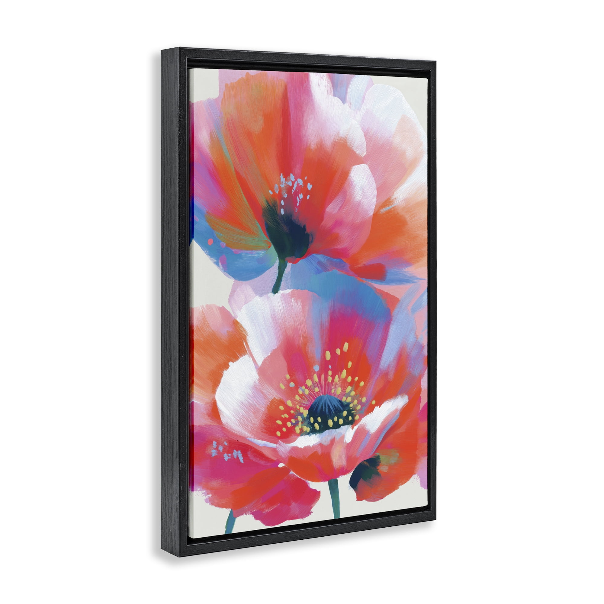 Stupell Industries Poppies in Soft Light Black Framed Floater Canvas Wall Art, design by Chromatic Storm Studio