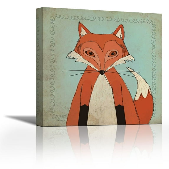 Fox - Contemporary Fine Art Giclee on Canvas Gallery Wrap - wall d?cor - Art painting - 18 x 18 Inch - Ready to Hang