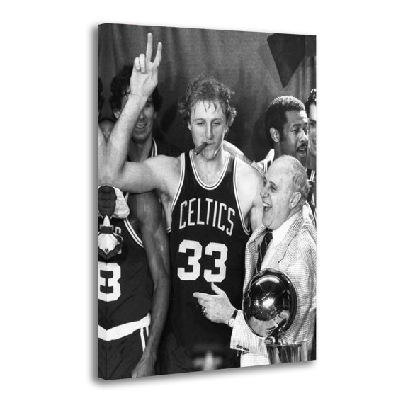Larry Bird Happy For The Victory Posters Wall Art Painting Canvas Gift Living Room Prints Bedroom Decor Poster Artworks 24x36inch(60x90cm)